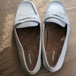 White leather loafers